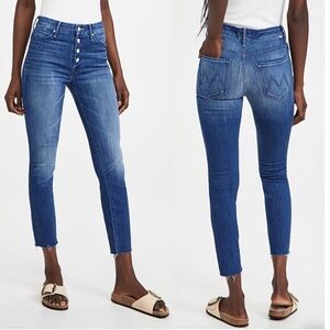 Mother Womens‎ Pixie Ankle Fray Hem Straight Skinny Blue Jeans NWT Size 25